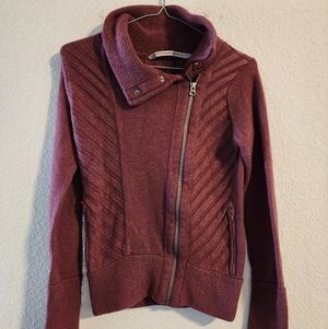 Athleta Women’s Maroon knit side zip up sweater size XXS